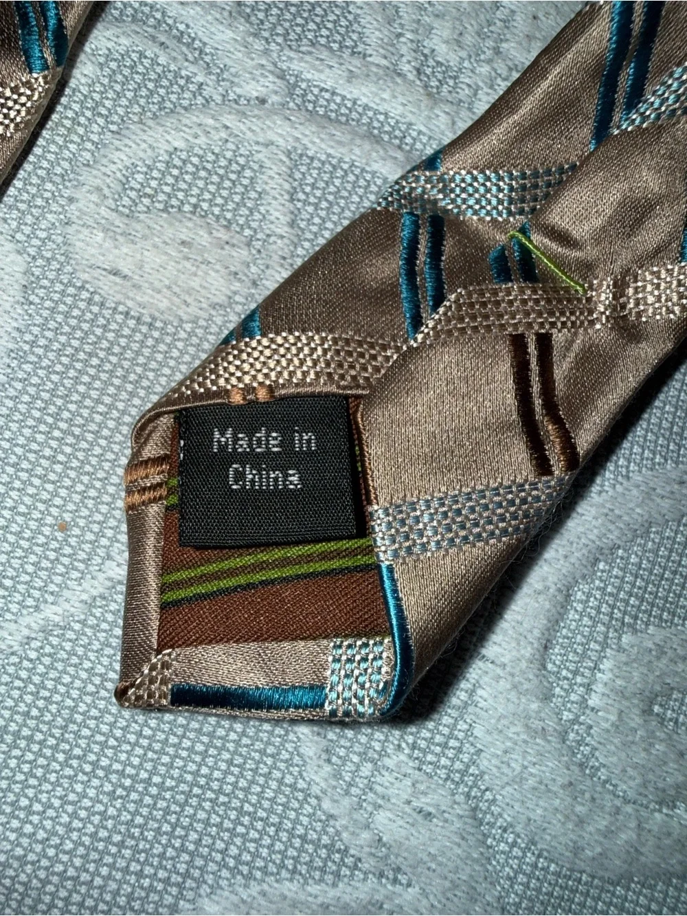 BCBG Brown Tie with Teal and Dark Brown Windowpane